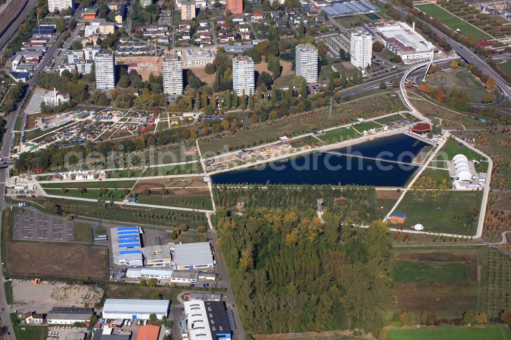 Lahr/Schwarzwald from above - Exhibition grounds and park areas of the horticultural show Landesgartenschau 2018 in Lahr/Schwarzwald in the state Baden-Wurttemberg, Germany