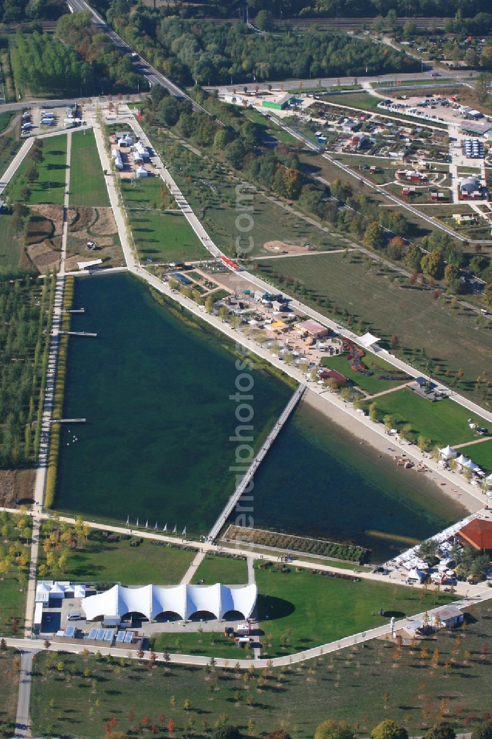 Lahr/Schwarzwald from the bird's eye view: Exhibition grounds and park areas of the horticultural show Landesgartenschau 2018 in Lahr/Schwarzwald in the state Baden-Wurttemberg, Germany