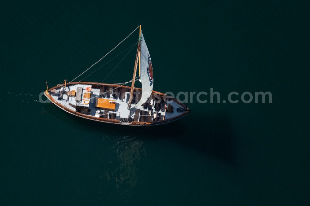 Immenstaad am Bodensee from above - Sailing boat on Lake Constance in Immenstaad am Bodensee on Lake Constance in the state Baden-Wuerttemberg, Germany