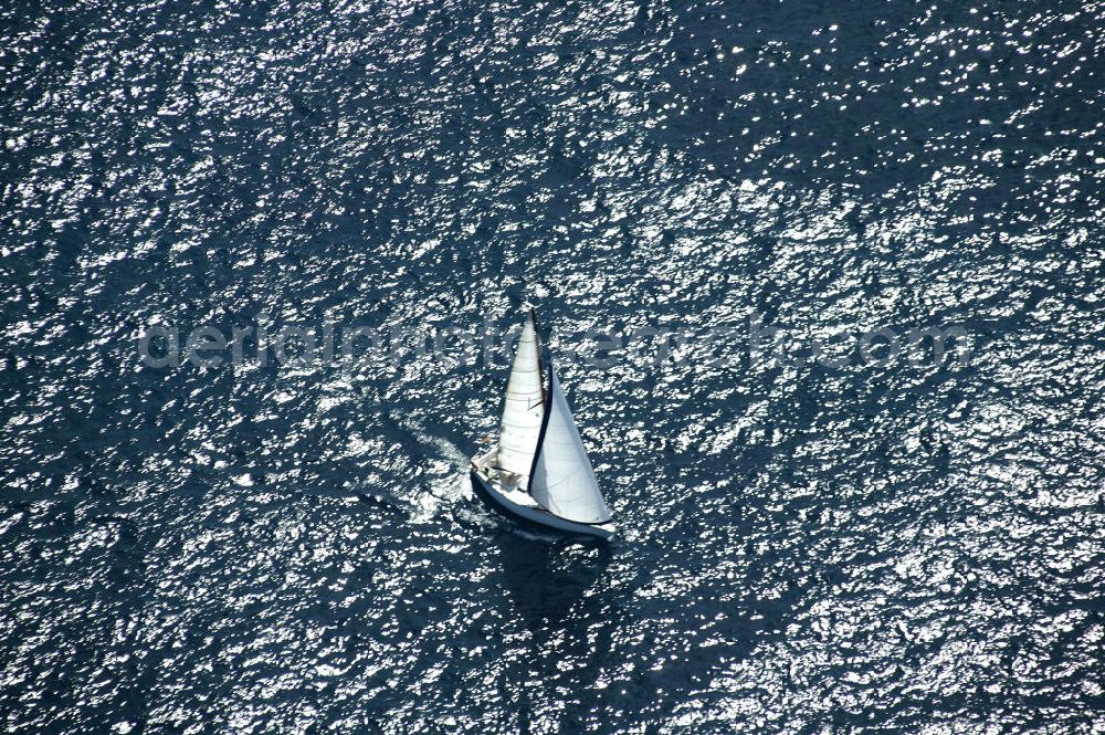 Aerial photograph Sa Mola - Ein Segelboot vor der Halbinsel Sa Mola auf Mallorca. A sailing ship near by the peninsular Sa Mola on Mallorca.