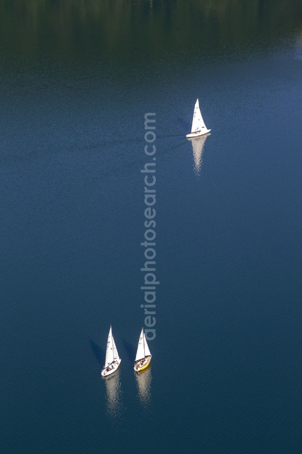 Attendorn from above - Sailboats in ride on the Bigge - Bigge - a reservoir in Olpe district in North Rhine-Westphalia