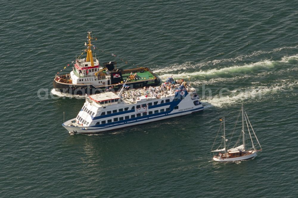 Aerial image Rostock Warnemünde - Sailboats on the Hans Sail on the Baltic Sea - Coast of Warnemünde in Rostock in Mecklenburg-Western Pomerania