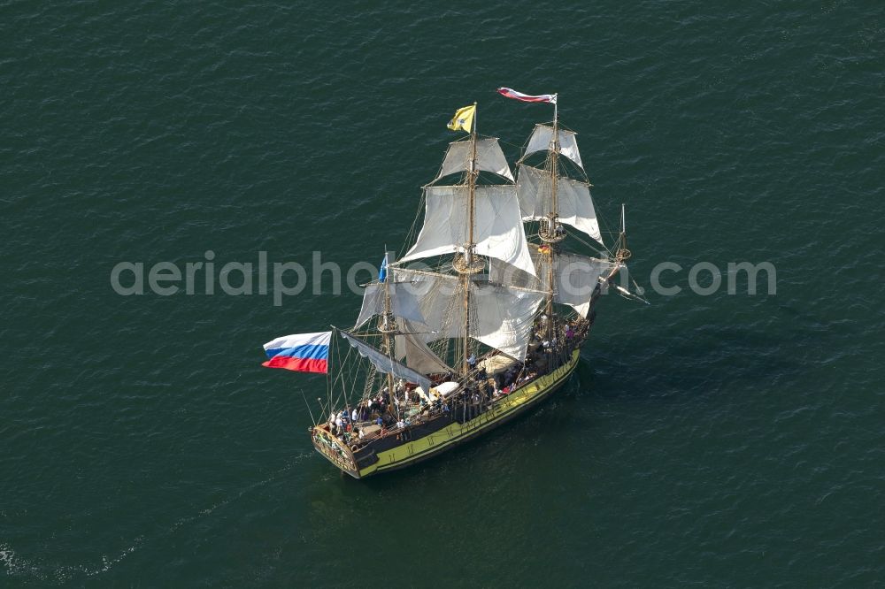 Rostock Warnemünde from the bird's eye view: Sailboats on the Hans Sail on the Baltic Sea - Coast of Warnemünde in Rostock in Mecklenburg-Western Pomerania