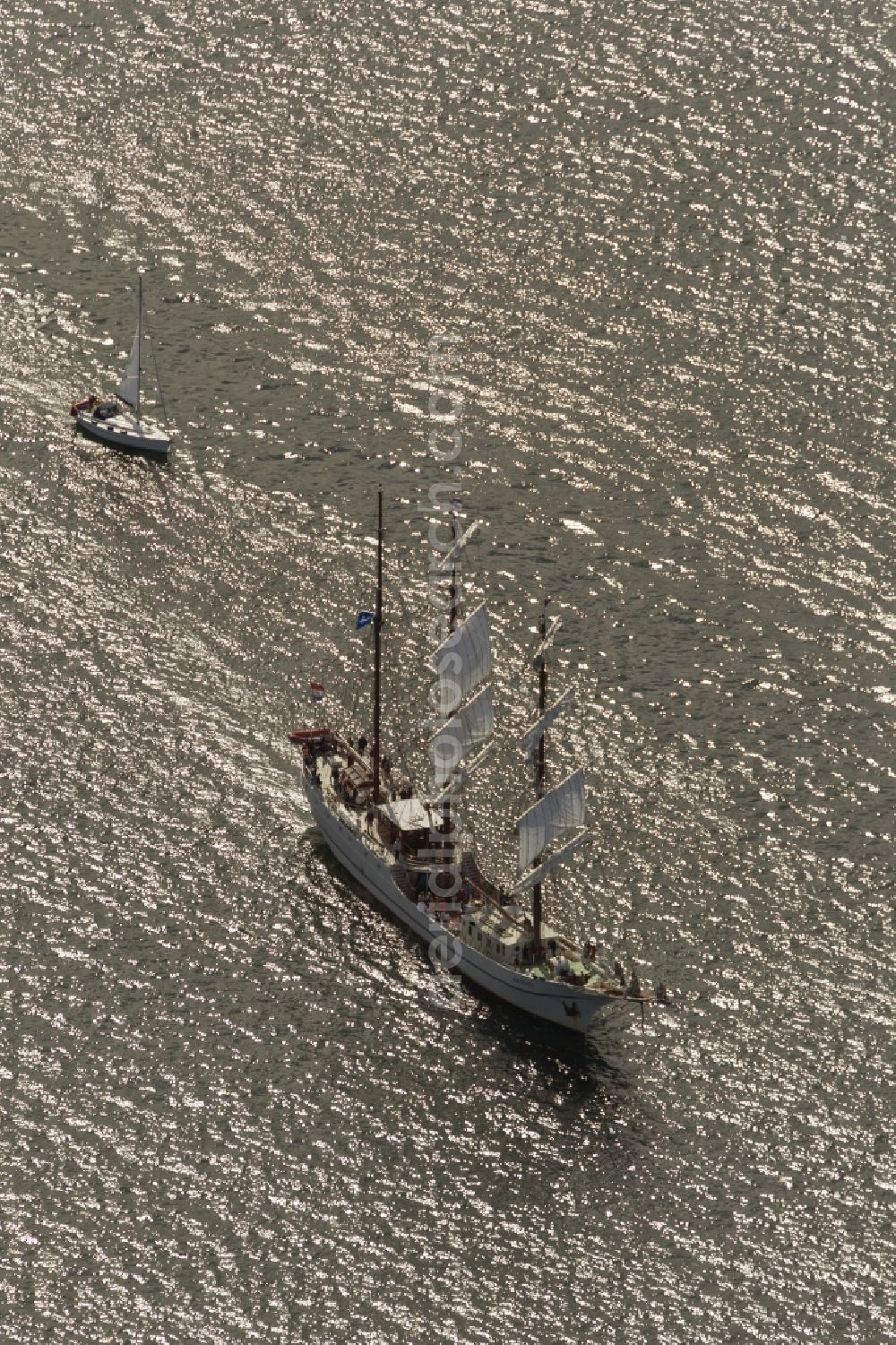 Aerial image Rostock Warnemünde - Sailboats on the Hans Sail on the Baltic Sea - Coast of Warnemünde in Rostock in Mecklenburg-Western Pomerania