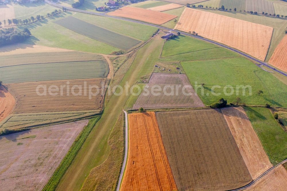 Oberleichtersbach from above - Gliding field on the airfield of Bad Brueckenau in Oberleichtersbach in the state Bavaria, Germany