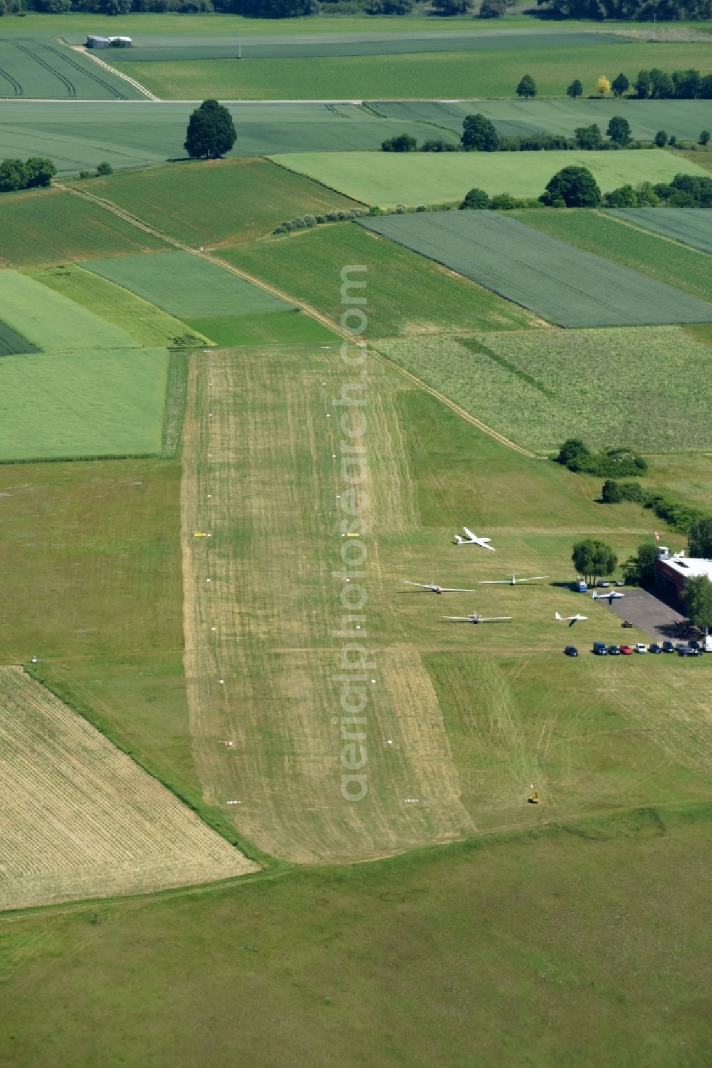 Hienheim from above - Gliding field on the airfield Hienheim in the state Bavaria, Germany