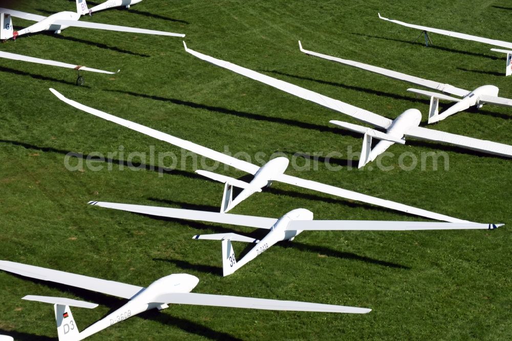 Aerial photograph Kamenz - Gliding field on the airfield of Kamenz in the state Saxony