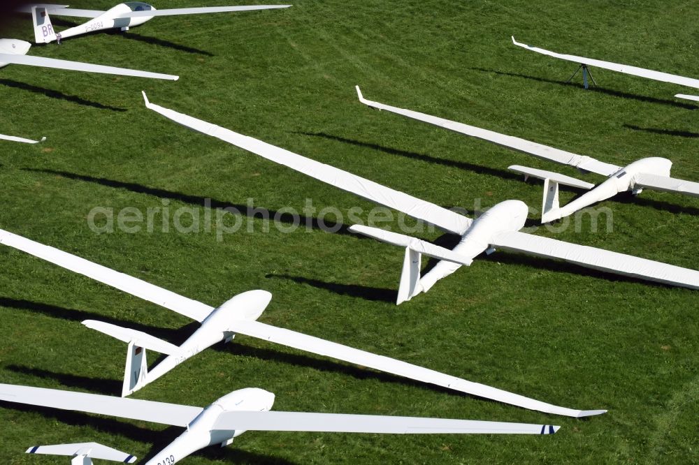 Kamenz from above - Gliding field on the airfield of Kamenz in the state Saxony