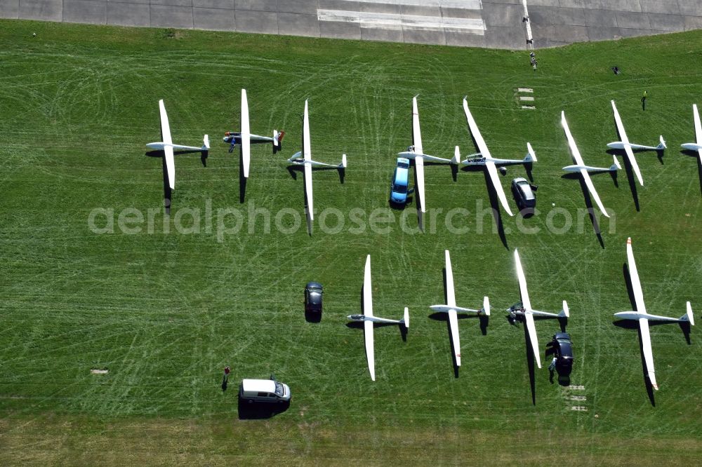 Kamenz from the bird's eye view: Gliding field on the airfield of Kamenz in the state Saxony