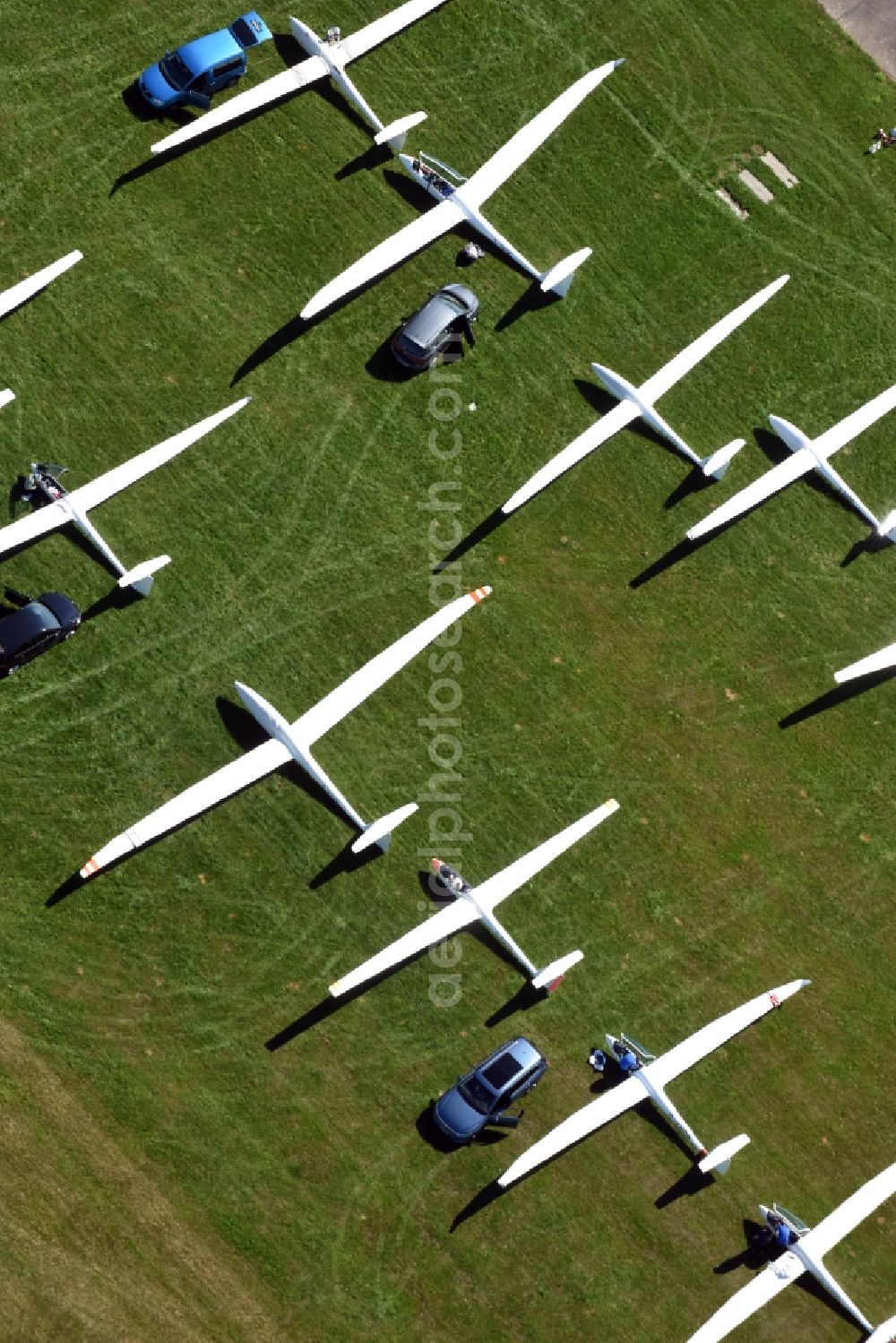 Kamenz from above - Gliding field on the airfield of Kamenz in the state Saxony