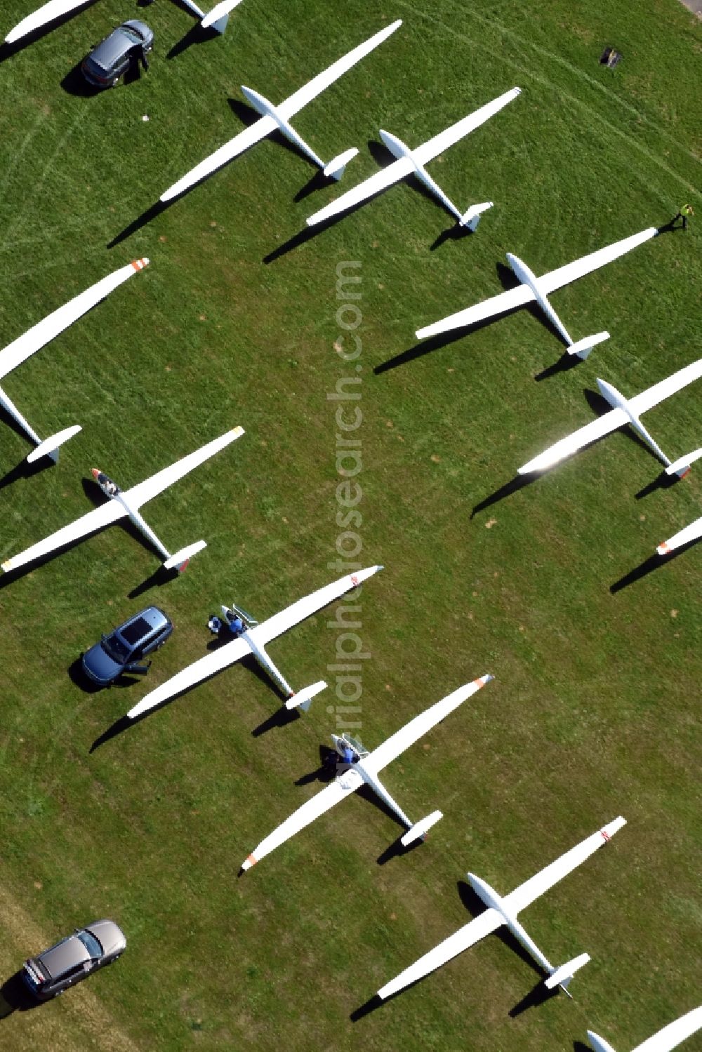 Kamenz from the bird's eye view: Gliding field on the airfield of Kamenz in the state Saxony