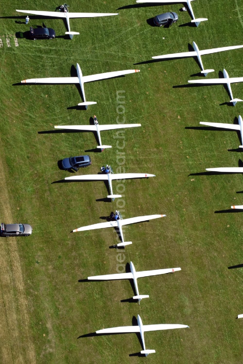 Aerial photograph Kamenz - Gliding field on the airfield of Kamenz in the state Saxony