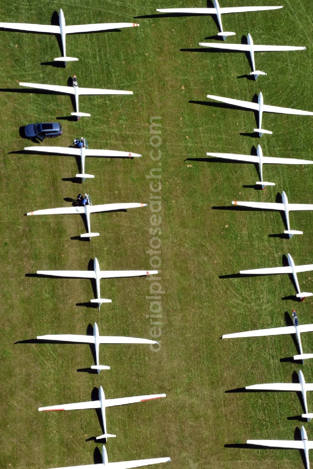 Kamenz from above - Gliding field on the airfield of Kamenz in the state Saxony