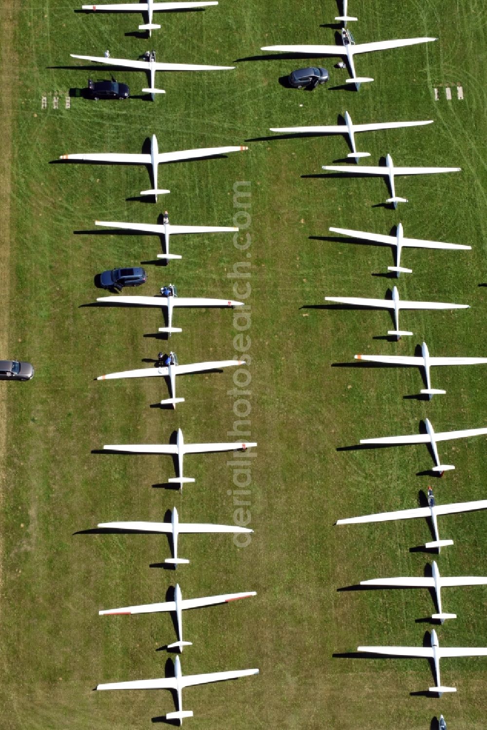 Kamenz from the bird's eye view: Gliding field on the airfield of Kamenz in the state Saxony