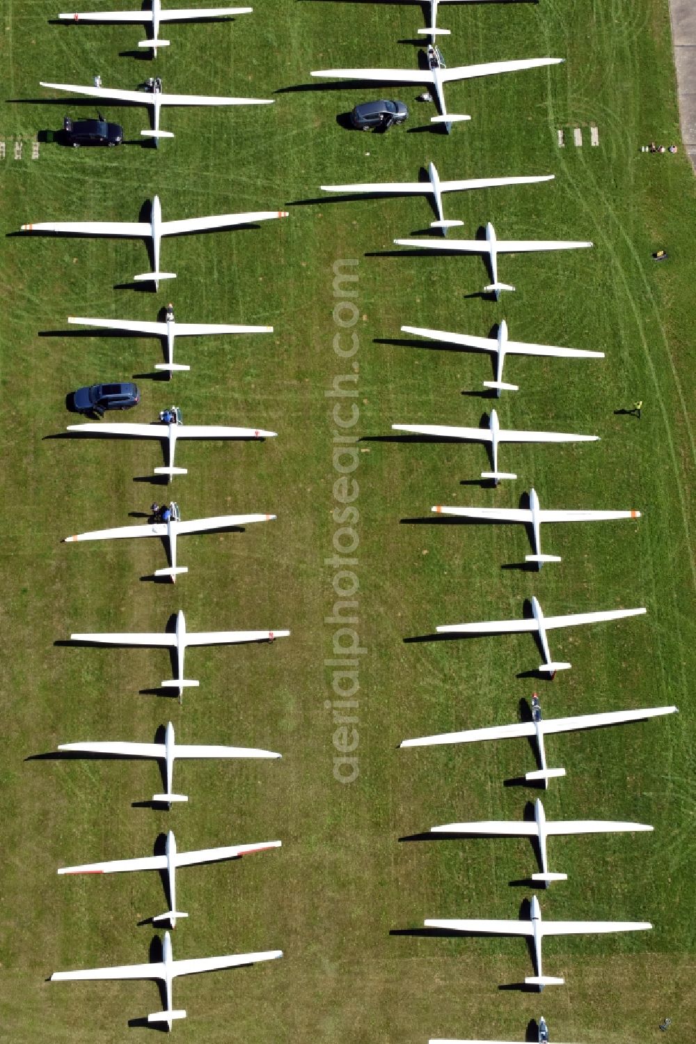 Kamenz from above - Gliding field on the airfield of Kamenz in the state Saxony