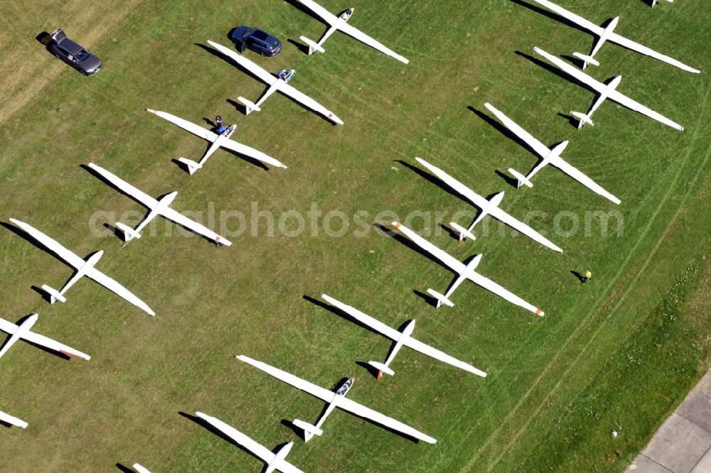 Kamenz from above - Gliding field on the airfield of Kamenz in the state Saxony