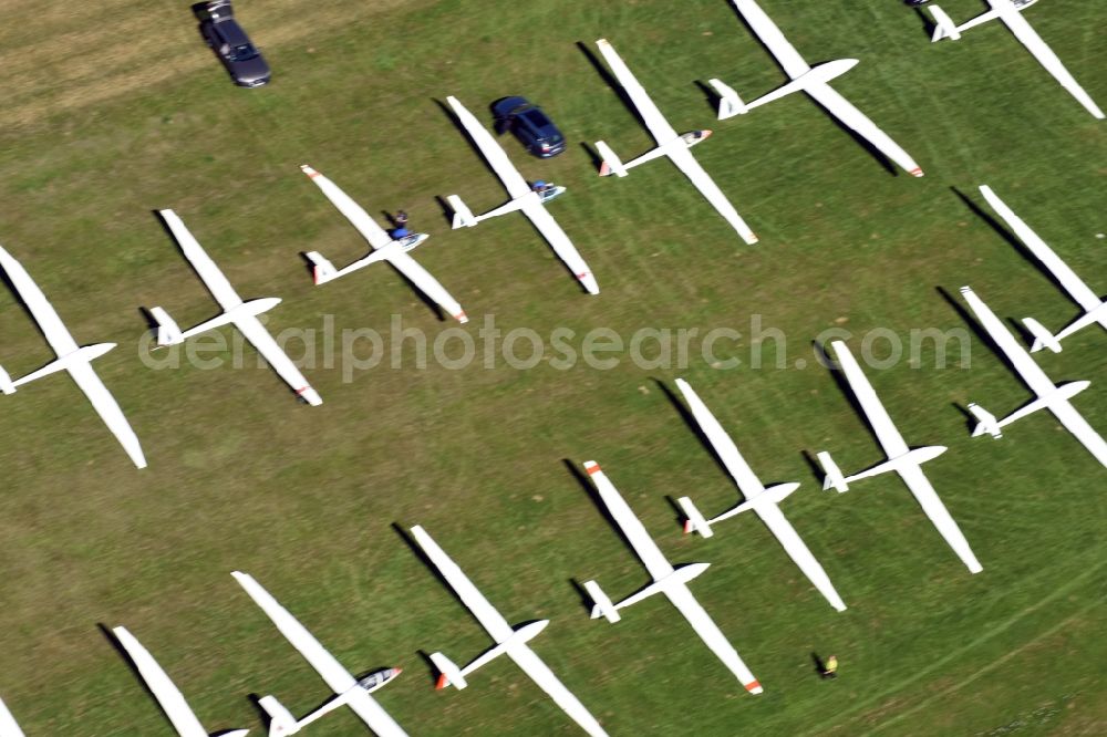 Kamenz from the bird's eye view: Gliding field on the airfield of Kamenz in the state Saxony