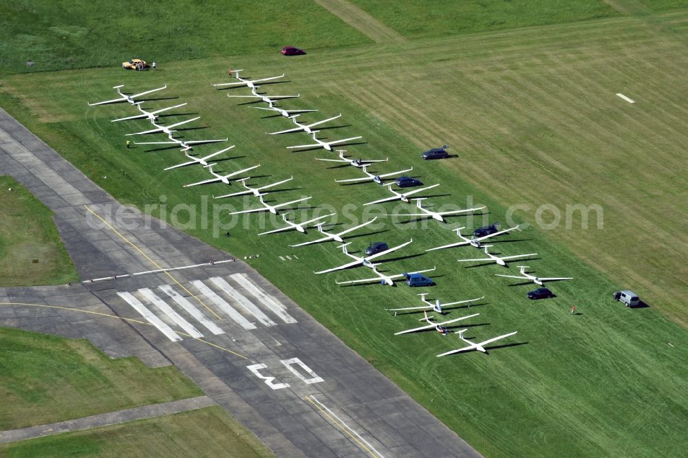 Kamenz from above - Gliding field on the airfield of Kamenz in the state Saxony