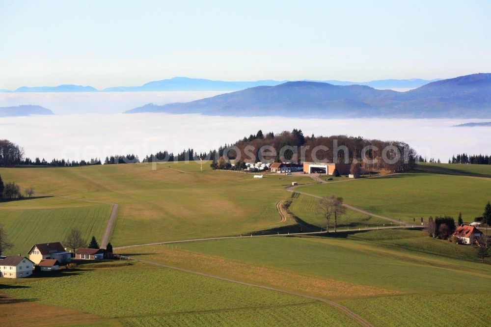 Rickenbach from above - Approaching the gliding site in Huetten in Rickenbach in the state of Baden-Wuerttemberg. On the high level is best distance vision, down in the valley dense fog