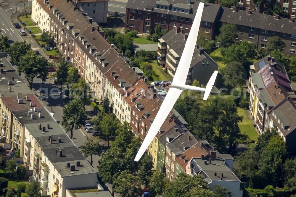 Hamm from the bird's eye view: View at a flying glider over Hamm in the federal state North Rhine-Westphalia