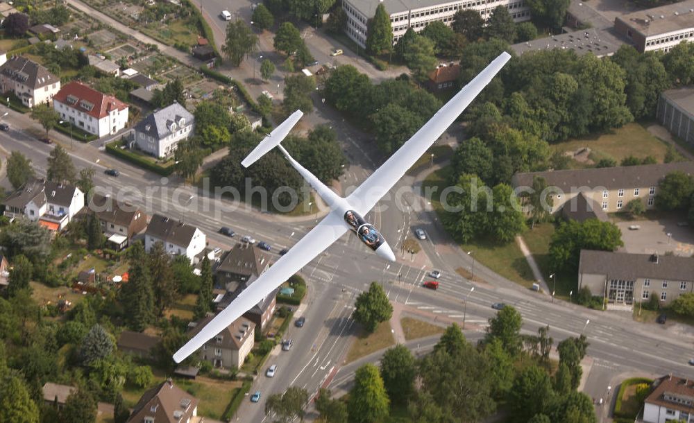 Aerial photograph Hamm - Ein Doppelsitziges Segelflugzeug ASW21 über der Hammer Innenstadt. A double-seat glider ASW21 on the hammer downtown.