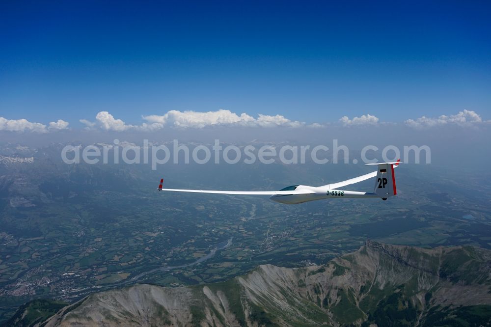 Gap from above - Glider ASW 20 D-6538 in flight above the Pic de Bure in the Provence-Alpes-Cote d'Azur, France