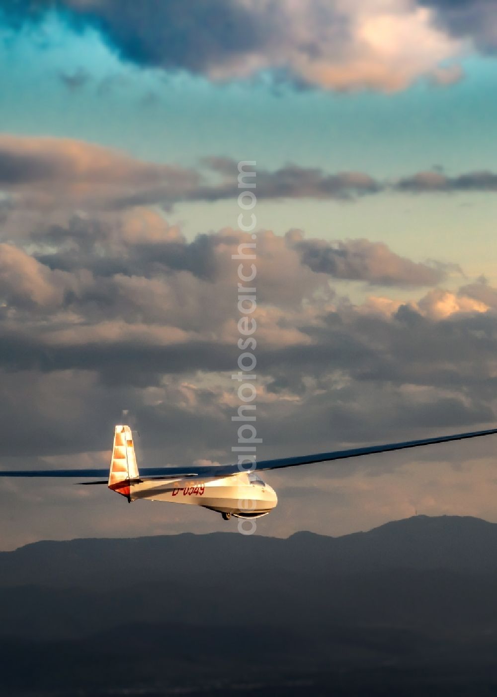 Ettenheim from above - Glider and sport aircraft Ka 8 in Hangflug flying over the airspace in Ettenheim in the state Baden-Wurttemberg, Germany