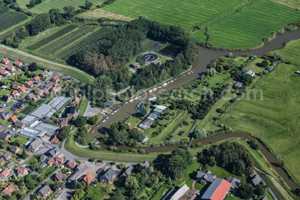 Drochtersen from the bird's eye view: Sailing port in Drochtersen Gauensiek in the state Niedersachsen, Germany