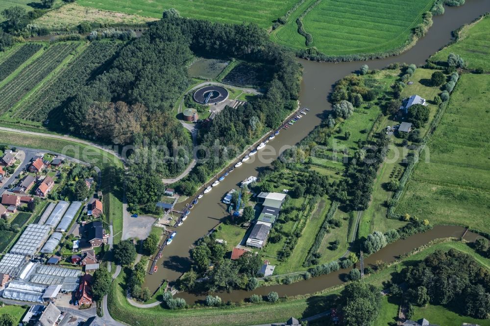 Aerial image Drochtersen - Sailing port in Drochtersen Gauensiek in the state Niedersachsen, Germany