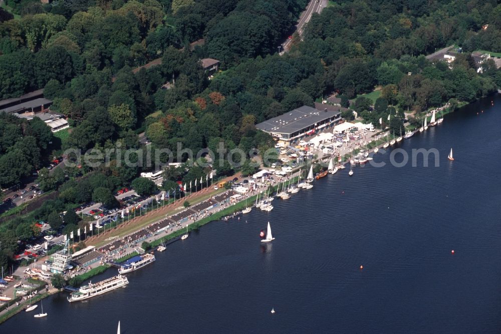 Essen from the bird's eye view: Sailing on bleachers on the Baldeneysee in Essen in North Rhine-Westphalia