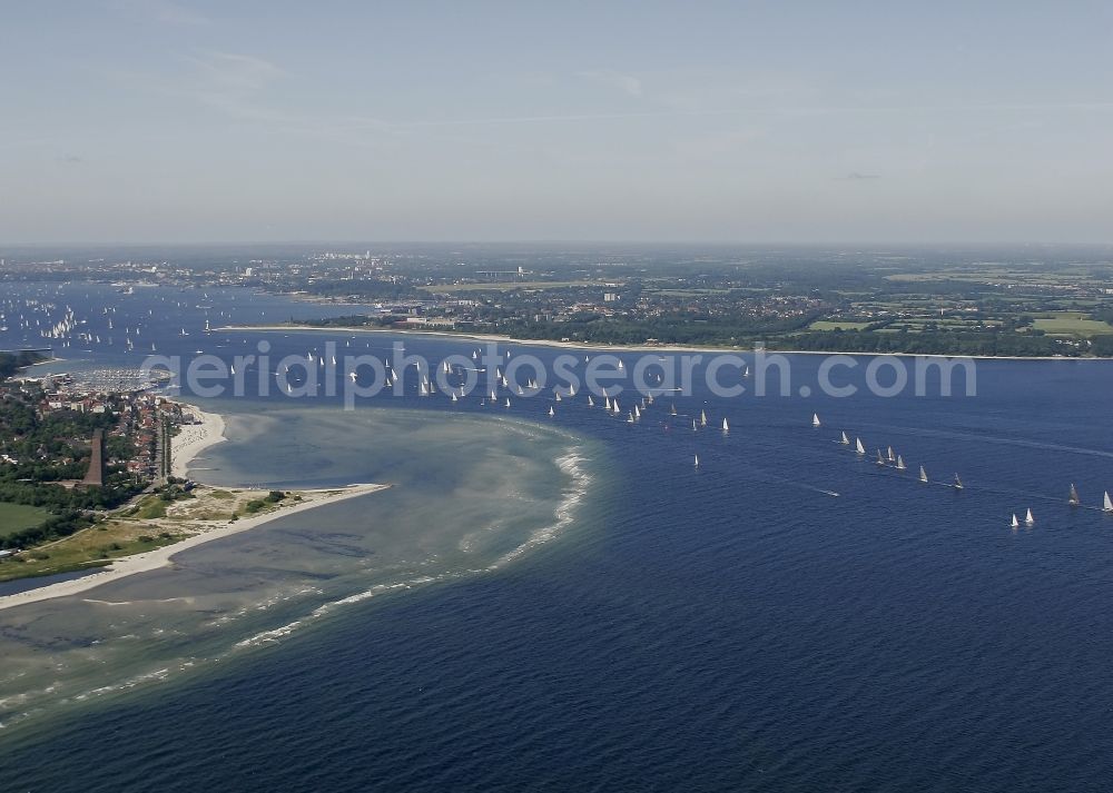 Aerial photograph Laboe - Sailing regatta on the Kiel Fjord in front of Laboe in Schleswig-Holstein