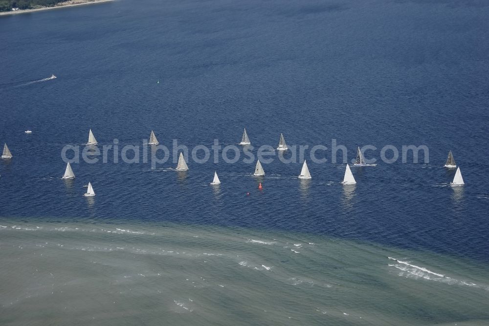 Aerial image Laboe - Sailing regatta on the Kiel Fjord in front of Laboe in Schleswig-Holstein