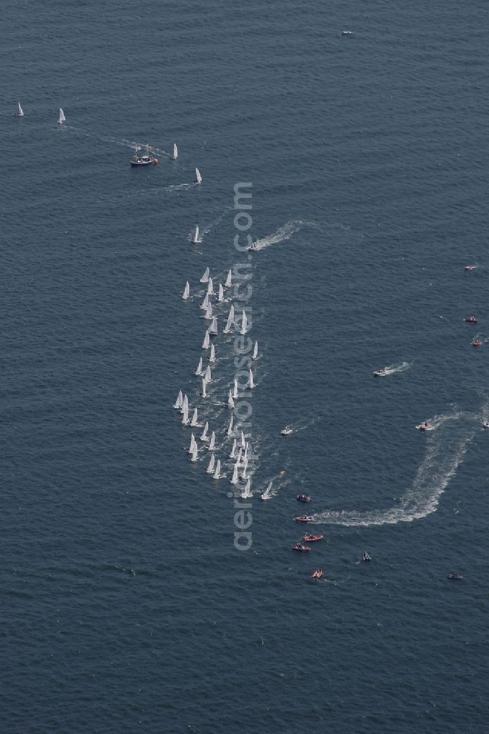 Kieler Förde from above - Sailing regatta on the Kiel Fjord in Schleswig-Holstein