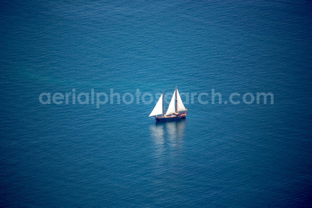 Dassow from the bird's eye view: Sailboat under way on the water of the sea in the Baltic Sea Dassow in the state Mecklenburg - Western Pomerania