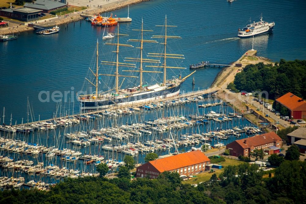 Aerial image Lübeck - Sailboat PASSAT in the harbor of Luebeck in the state Schleswig-Holstein