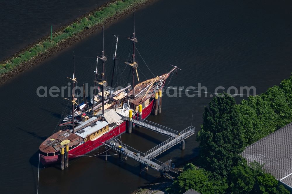 Bremen from above - Sailboat and events location De Liefde in Bremen in Germany