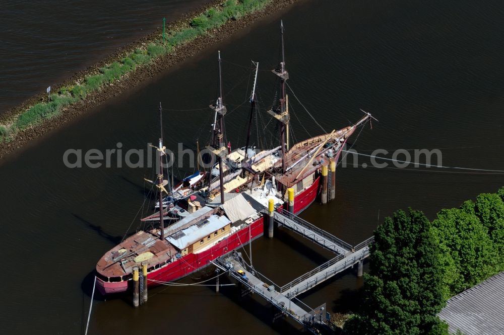 Aerial image Bremen - Sailboat and events location De Liefde in Bremen in Germany