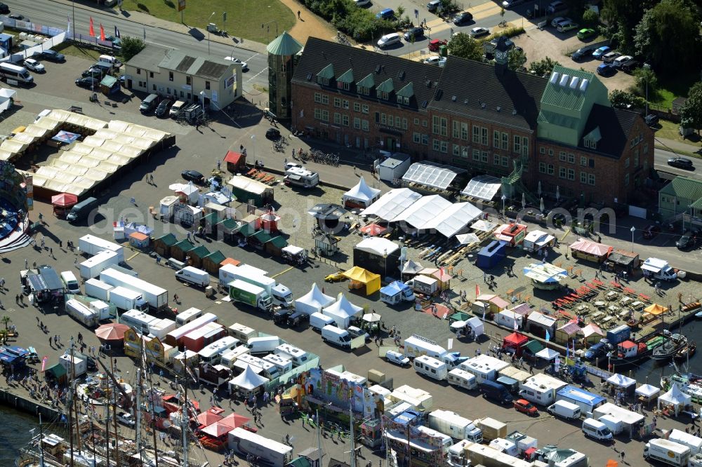 Aerial image Rostock - Sailboat of german Hanse Sail in Rostock in the state Mecklenburg - Western Pomerania