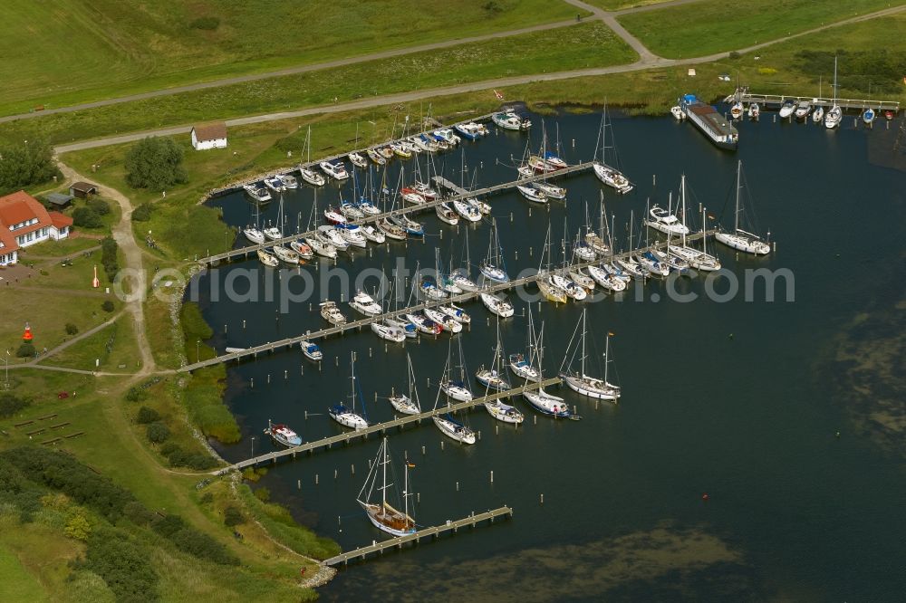 Aerial image Vitte - Yacht harbor / marina Lange Ort - on the Vitte Hiddensee in Mecklenburg-Western Pomerania