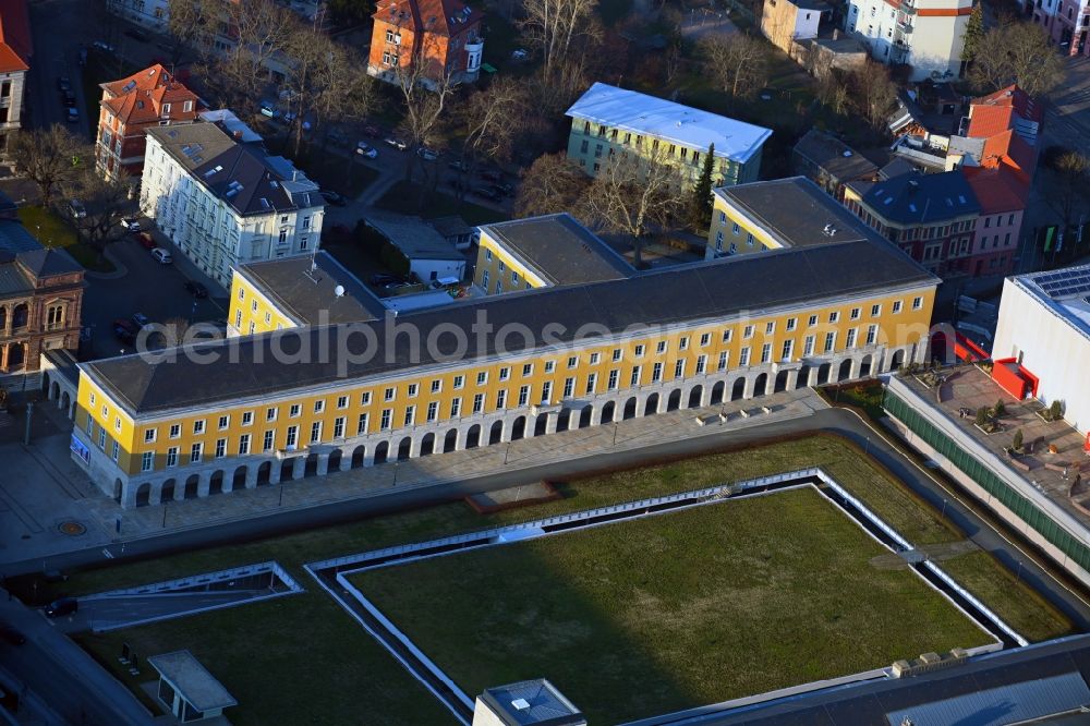 Weimar from above - Tourist attraction and sightseeing Gauforum in Weimar in the state Thuringia, Germany