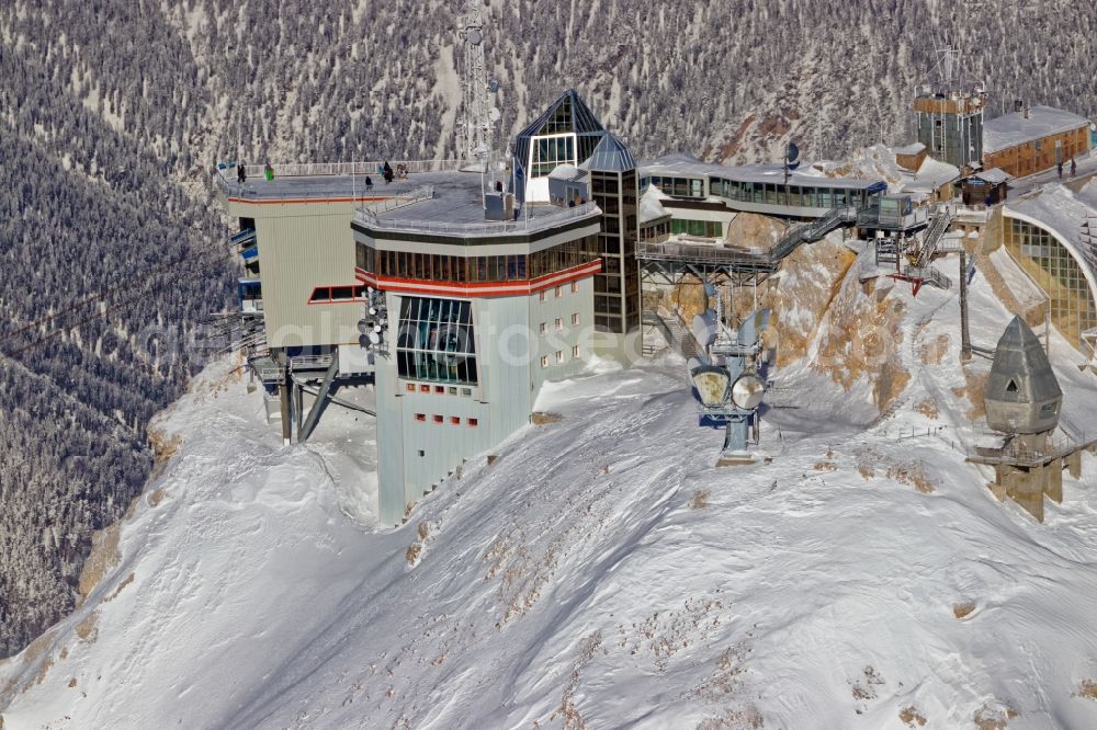 Garmisch-Partenkirchen from above - Top station of summit of the Zugspitze near Garmisch-Partenkirchen in the state Bavaria