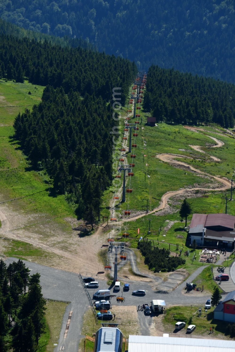 Jachymov - Sankt Joachimsthal from above - Leisure Centre with lift on Amusement Park Trail Park on Klinovec in Jachymov - Sankt Joachimsthal in Cechy - Boehmen, Czech Republic