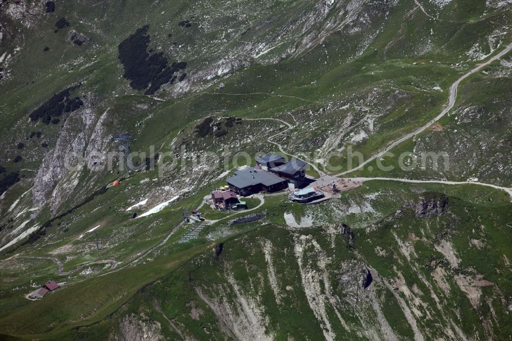 Oberstdorf from above - Cable car Nebelhornbahn Hoefatsblick station near Oberstdorf in the Allgaeu Alps in Bavaria