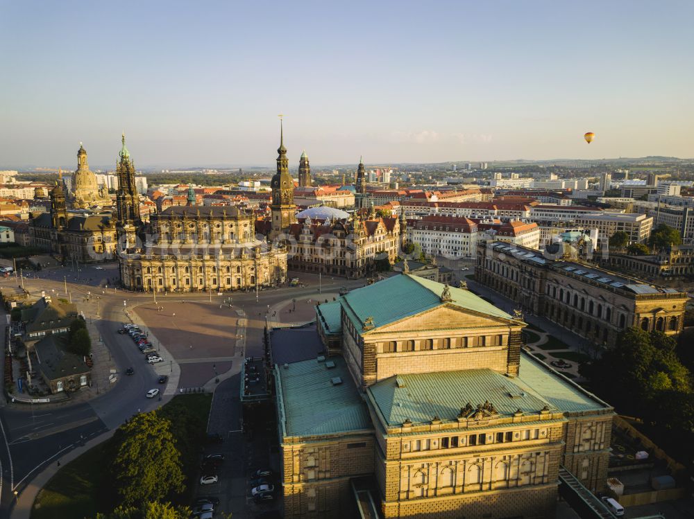 Dresden from the bird's eye view: View of the opera Semperoper in Dresden in the state Saxony