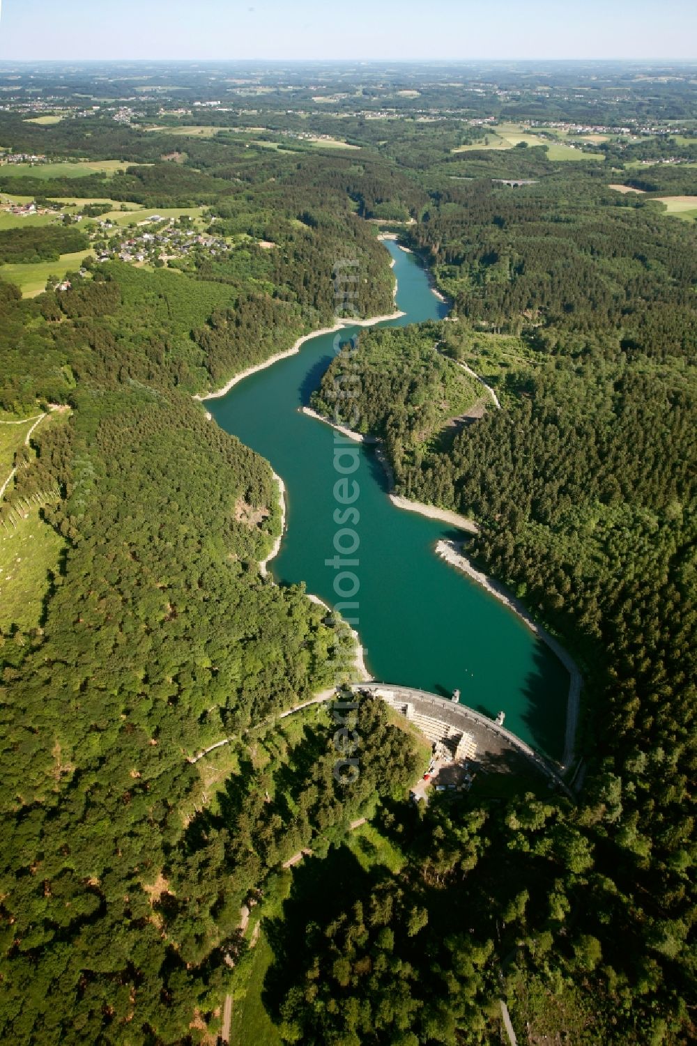 Solingen from the bird's eye view: View of the Sengbachtalsperre in Solingen in the state of North Rhine-Westphalia