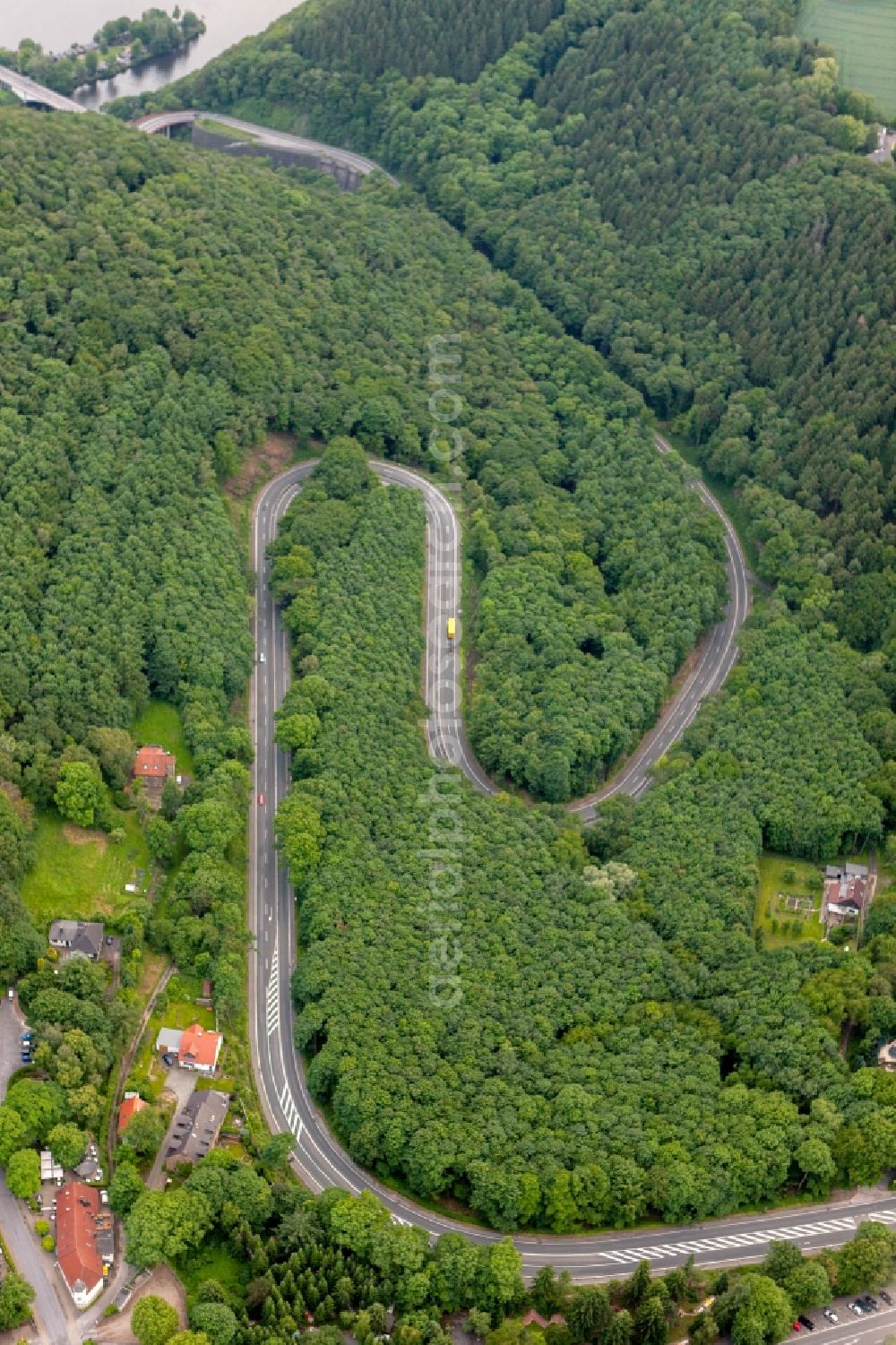 Dortmund from the bird's eye view: View of hairpin bend in Dortmund in the state North Rhine-Westphalia