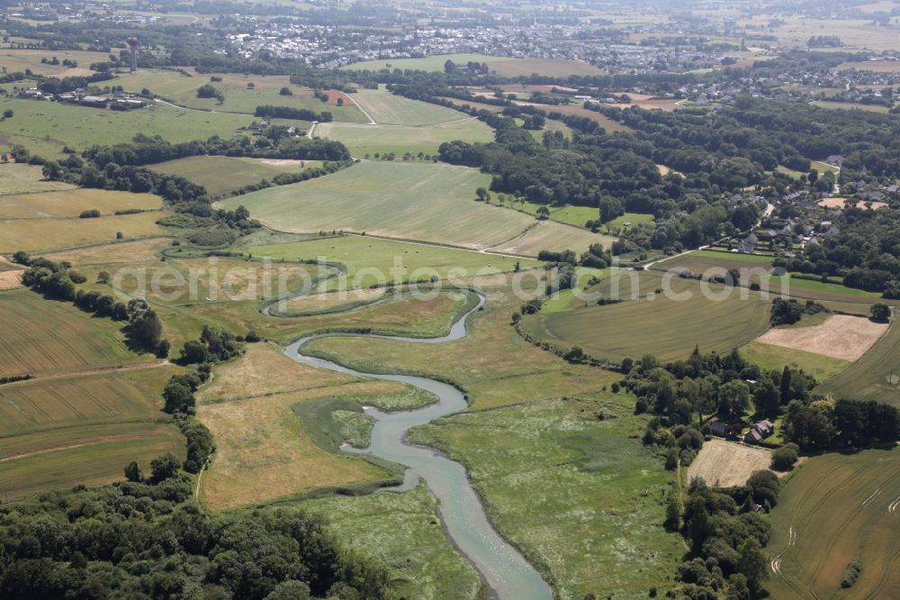 Aerial image Saint-Briac-sur-Mer - Meandering, serpentine curve of a river Le Drouet in Saint-Briac-sur-Mer in Brittany, France