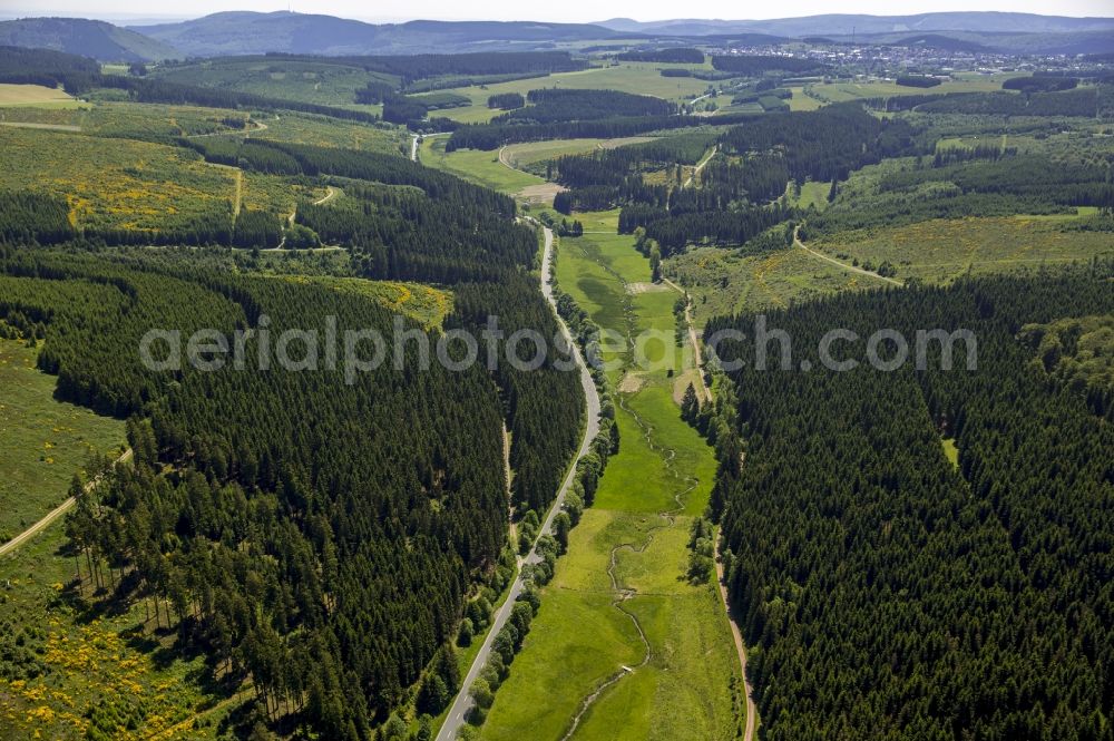 Winterberg from above - Serpentine curve of a river Ruhr in Winterberg in the state North Rhine-Westphalia