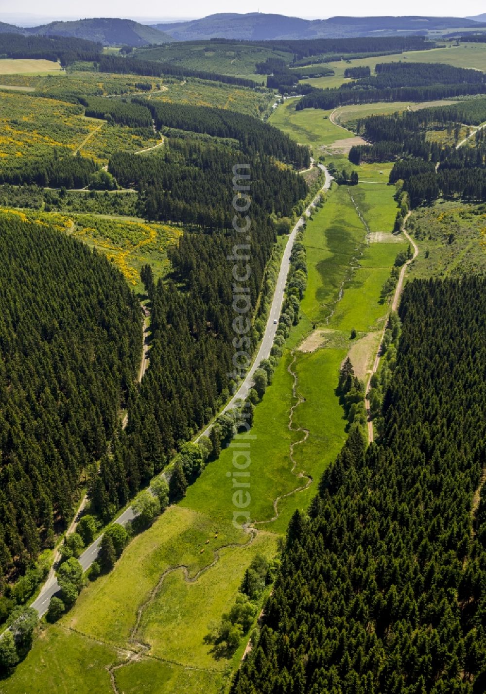 Winterberg from the bird's eye view: Serpentine curve of a river Ruhr in Winterberg in the state North Rhine-Westphalia