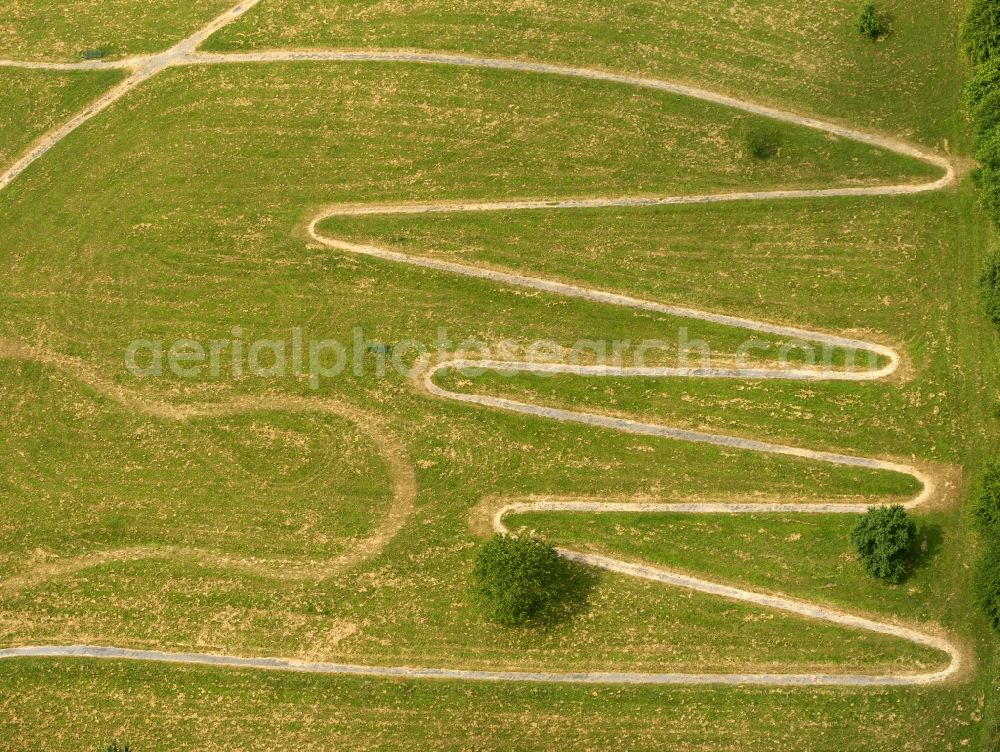 Ennepetal from above - Winding road in the park of sanatorium Koenigsfeld in Ennepetal in North Rhine-Westphalia